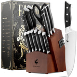 Livtek Knife Set with Block - Kitchen Knife Set German High-Carbon Stainless Steel with Built-in Sharpener - 15-Piece, Falcon Series.