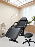 EITPETPORT 3-Section Tattoo Chair, Facial Beds for Esthetician Adjustable Professional Salon Massage Bed Tattoo Bed Chair with Spa Stool for Beauty Barber Spa Beauty Equipment, EPP Black