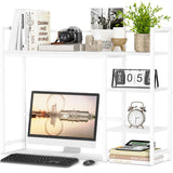 Snughome Desk Shelf, 38.6" Desktop Organizer Shelf, Desk Hutch for Computer Monitor, 4 Tier Desk Display Rack, Wood Desktop Bookshelf Storage Rack for Home Office Dorm, White