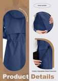 ATLASLAVA Rain Jacket Women Waterproof Long Raincoat Hood Lightweight Windbreaker Outdoor Coat BLUE M