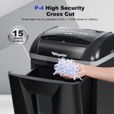 58 dB Paper Shredder for Home Office, 15 Sheet, P-4 Cross Cut Shredders with 5.8 Gallons Bin Shreds CD, Credit Card Wingwise