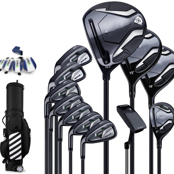 Men's Golf Complete Set, Complete Beginner Golf Club Set, Golf Standard Ball Bag,Golf Men's Left Hand, Carbon Shaft, Pack of 12 with Cart Bag