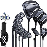 Men's Golf Complete Set, Complete Beginner Golf Club Set, Golf Standard Ball Bag,Golf Men's Left Hand, Carbon Shaft, Pack of 12 with Cart Bag