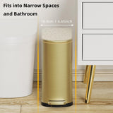 KSSKSS 2.6 Gallon Slim Bathroom Trash Can with Soft Close Foot Pedal, 10L Stainless Steel Garbage Can with Removable Liner Bucket, for Narrow Spaces, Bedroom, Gold