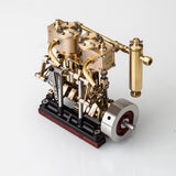MechPuConToy Engine Model Kit That Works, Vertical Two-Cylinder Reciprocating Steam Engine Model with Oil Cup Support Forward and Reverse Rotation for 80-120CM Steam Model Ship (Boiler Not Included)
