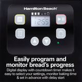 Hamilton Beach Automatic Bread Maker Machine, Digital, Programmable, 12 Settings + Gluten Free, PFAS-Free Nonstick Pan + Kneading Paddle, 2 lb Capacity, Black