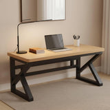 RMWHGDUL Wooden Computer Desk with Angled Metal Legs Reinforced Solid Wood Square Edges Multipurpose Use Suitable for Student Desktop Home Office Bedroom Gaming, 180 50 75cm