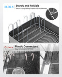 SUNLY Expandable Dish Drying Rack, Versatile Brackets for Pots & Pans, Space Saving Kitchen Drying Rack, Dish Racks for Kitchen Counter, Stainless Steel Dish Drainers with Extendable Spout, Black