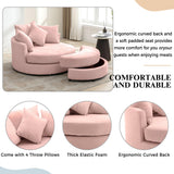 ERYE 49.2-Inch Oversized Round Accent Barrel Chair 360 Swivel Lounge Armchair W/Storage Ottoman