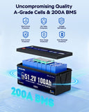 48V 100Ah Lithium Golf Cart Battery, 200A BMS, Complete Upgrade Kit with 18A Charger