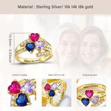 Oseew 18k gold mother Ring 10k Rose Gold Personalized 3 Birthstones Rings for Women Personalized 3 Birthstones Rings 14k Rose gold Mother's Ring With 3 Names Mother Daughter Ring