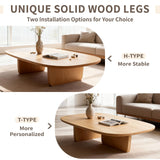 Solid Wood Coffee Tables, Farmhouse Living Room Coffee Table, Modern Center Table for Home Offices, Living Rooms, Hotels, and Cafes Natural Wood 39.3×19.6×15.7in