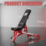 RitFit Adjustable/Foldable Utility Weight Bench for Home Gym, Weightlifting and Strength Training - Bonus Workout Poster with 35 Total Body Exercises