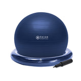 Gaiam Essentials Balance Ball & Base Kit, 65cm Yoga Ball Chair, Exercise Ball with Inflatable Ring Base for Home or Office Desk, Includes Air Pump - Navy Gaiam Essentials
