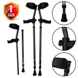 in-Motion Forearm Crutches | Spring Assist Crutches for Adults | Walking Crutch with Ergonomic Handle | Articulating Tips | Size Short (4'2" - 5'5") | Lightweight & Durable | Charcoal | 350lb Capacity