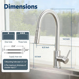 HOTIS Kitchen Sink Faucet Brushed Nickel with Pull Down Sprayer, Single Hole Stainless Steel Bar Faucet, 360° Swivel Pull Out Sink Faucets for Kitchen, Laundry & Bar Sinks, HT-KF100