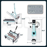 2-in-1 Heat Press, 15x15 Industrial Digital Sublimation Machine for T-Shirts