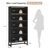 Tribesigns Tall Bookcase Black Bookshelf, 70.8” Large Bookcases Organizer with LED Lights