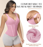 SHAPSHE Waist Trainer for Women Corset Shapewear Belt Sport Workout Body Shaper Vest for Postpartum Gym Zipper and Hooks Pink L