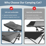 Mopaicot Camping Cot, Folding Cot Bed for Adults with Built-in Mattress and Pillow, Portable Outdoor Sleeping Cot for Camping and Travel, with Carry Bag, Grey, Max Load 450 LBS