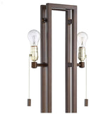 Possini Euro Design Modern Standing Floor Lamp 62" Tall Bronze Brown Openwork Frame 2-Light Oatmeal Linen Fabric Rectangular Shade Decor for Living Room Reading House Bedroom Home Office House