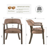 LEEMTORIG Faux Leather Dining Chair with Arms, Solid Wood Dining Chair with Supportive Back, Boss Caption's Chairs Office Desk Chairs, Espresso Legs & Yellowish Brown PU CY-NX173-318EY