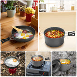 Lixada 10pcs Camping Cookware Mess Kit, Non-Stick Lightweight Stackable Pot Pan Bowls Camping Cooking Set with Storage Bag, Portable Outdoor Cookware Accessories for Backpacking Hiking Picnic