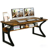 Computer Desk, 47'' Home Office Desks with Storage, Computer Desk with Metal Frame for Home Office