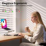 Laptop Stand for Desk - 360° Rotating Base, Ergonomic Foldable Computer Stand for Laptop Riser, Height Adjustable