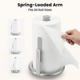 Ultrean Paper Towel Holder Countertop, Freestanding Paper Towel Dispenser with Spring-Loaded Arm for One-Handed Tear, Weighted Non-Slip Base, Stainless Steel for Kitchen