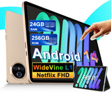 Dghrti 11 inch Tablet, Android 14 Tablets with 24(8+16)GB RAM+256GB ROM(2TB TF), Octa-Core 2.0GHz, 8000mAh Battery Dghrti