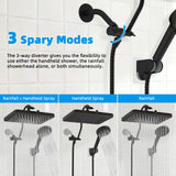 Hibbent cUPC Certified High Pressure 13'' Dual Shower Head Combo with 10-mode Handheld Spray, Rainfall 5-spray Shower Head, 12'' Adjustable Extension Arm, 71'' Hose, Shower Holder, Oil Rubbed Bronze