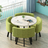 Kitchen Square Dining Table and 4 Chair Set, Small Office Reception Conference Negotiation Club Table, Modern Home Furniture (Green)