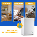 Chest Freezer 3.5 cu ft Small Deep Freezer Mini Freezers Free-Standing Top Door Freezer Removable Basket and Adjustable 7 Thermostat for Garage Apartment Kitchen White