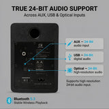 IBALL·BOX H1 Computer Speakers for Desktop PC, Monitor & Laptop, 60W Powered 2.0 Stereo with Bluetooth, 24-Bit USB-C DAC, Optical, 3.5mm AUX, Bass/Treble Control, Black