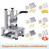 Rismanor Commercial French Fries Cutter 1/4″ 3/8″ 6 Wedges 6 Wedges to Core Stainless Steel Blades Potato Slicer Fruit Chopper for Restaurant Home Kitchen Cutting, Sliver