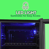 WANAI Beverage Refrigerator Cooler 1.6 Cu.Ft Freestanding Beer Fridge with Glass Door LED Light and Adjustable Shelf for Soda or Wine, Perfect for Home Bar Office