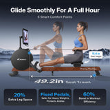 MERACH Pro-Grade Rowing Machines for Home, Smart Magnetic Rowing Machine with 21.5" HD Rotatable Screen, 400 LBS MAX Load, Wooden Tracks for Silent Sliding, MERACH App 1000+ Course & Games