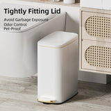 KUK Slim Bathroom Trash Can with Lid, 1.6 Gal / 6L Stainless Steel Small Garbage Bin with Detachable Inner Bucket
