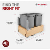 Rev-A-Shelf Double Pullout Trash Can w/Soft-Close Slides, 14.5" Min Opening