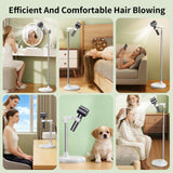 Blissfuhue Hands Free Adjustable Hair Dryer Stand, 17-51in Height & 360° Swivel, for Countertop and Floor Use, Heavy-Duty Blow Dryer Holder with Hook, Fits Most Hair Dryers for Home, Vanity, Bathroom