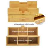 Charmlife Bamboo Desk Organizer - Countertop Drawers Organizer Tabletop Storage Organization Makeup & Pen Storage with Drawer & Pencil Holder for Office Organization