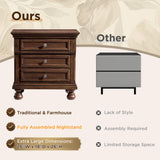 LUXOAK Fully Assembled Solid Wood Nightstand Set of 2 with Storage Drawers