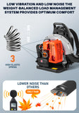 HTK 63 CC Gas Backpack Leaf Blower - 2-Stroke Engine, High-Velocity 665 CFM, Ergonomic Design, Low Vibration