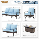 Sophia & William Metal Patio Furniture Set with Fire Pit Table, 7 Seats