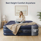 Sekey Queen Air Mattress with Built-in Pump, 18" Raised Inflatable Bed with Anti-Deflation Technology, Odorless & Puncture Resistant Blow Up Mattress for Home Guests & Travel, 660 lbs Capacity