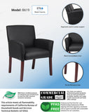 Boss Office Products Box Arm Guest Chair with Mahogany Finish in Black, 250 (B619)