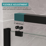 KPUY Glass Shower Door, 61-66" W x 76" H Semi-Frameless Double Sliding Shower Door, 1/4" (6mm) Thick Tempered Clear Glass with Explosion-Proof Film Nano Coating, Matte Black