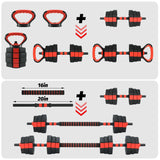 Adjustable Dumbbells, 44/66/88Lbs Free Weight Set with Connector, 4 In1 Weight Dumbbell Set Used As Kettlebells, Barbell, Push Up Stand, Fitness Exercise for Home Gym Suitable Men/Women