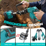 Cordless Tiller Cultivator Compatible with Makita 18V Battery, Ecarke 450RPM Brushless Garden Rototiller,48 Steel Tines, 9" W×6.3" D,Foldable Soil Tilling Tool for Garden Lawn Landscaping (Tool Only)